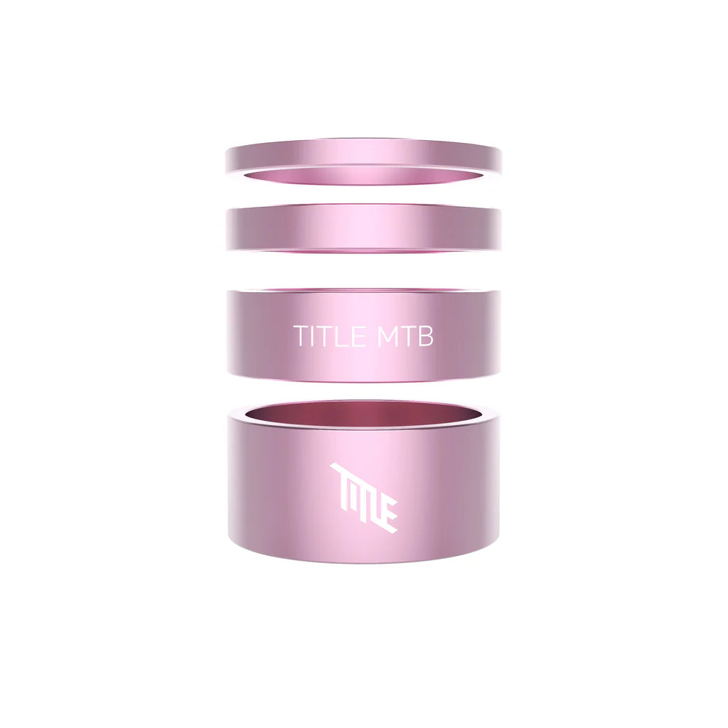TITLE Aluminium Headset Spacers 1-1/8" Pink