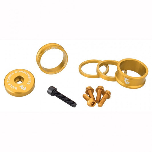 Sæt Afstandsstykker, Styrstammedæksel og Skruer WOLFTOOTH BLING KIT Guld