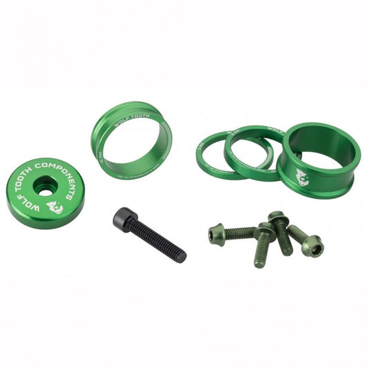 Afstandsstykker, styrkapsle og skruer WOLFTOOTH BLING KIT oliven
