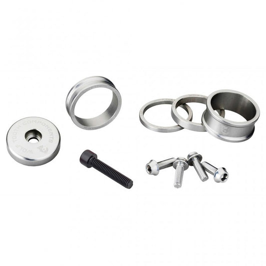 Sæt Afstandsstykker, Styrstammedæksel og Skruer WOLFTOOTH BLING KIT Sølv